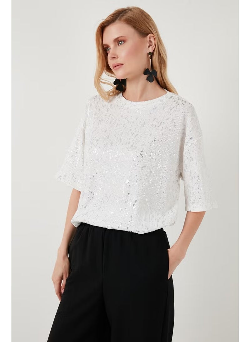Lela Shiny Oversize Fit Crew Neck Blouse Women's Blouse 5865816 - Image 3